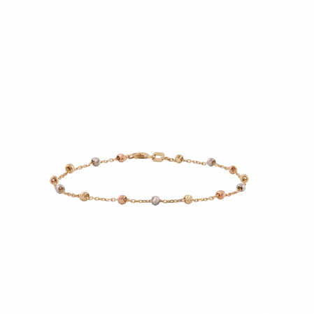 Brățări - Bratara cu bile de Aur in trei culori, pe lantisor cu inchizatoare Royalstone, marime 17-19 cm