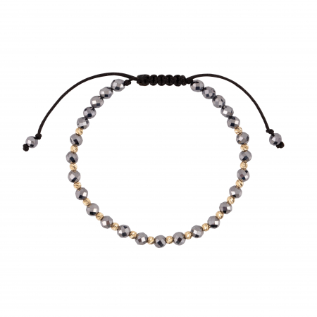 Bratara cu bile de Aur si Cristal fatetat, pe snur Royalstone, marime 17-19 cm [1]