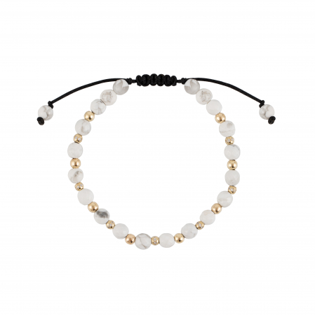 Bratara cu bile de Aur si Howlit, bile cu Zirconiu, pe snur Royalstone, marime 17-19 cm [1]