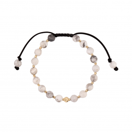 Bratara cu bile de Aur si Howlit, bila pave, pe snur Royalstone, marime 17-19 cm [1]