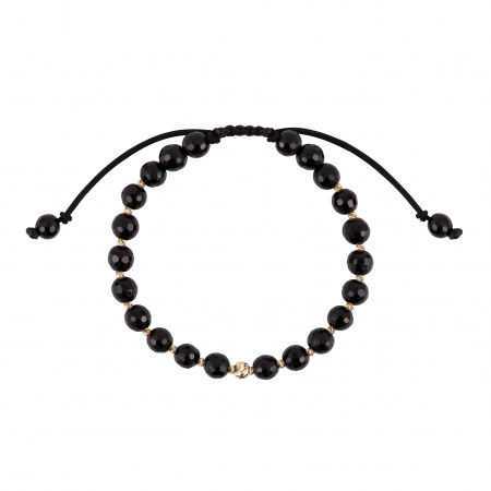 Bratara cu bile de Aur si Onix, bila pave, pe snur Royalstone, marime 17-19 cm [1]