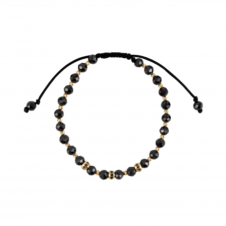 Bratara cu bile de Aur si Zirconiu negru, pe snur Royalstone, marime 17-19 cm [1]
