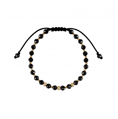 Bratara cu bile de Aur si Zirconiu alb, pe snur Royalstone, marime 17-19 cm [1]