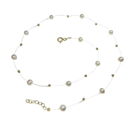 Lănțișoare - Lantisor cu bile din Aur si Perle de cultura Royalstone