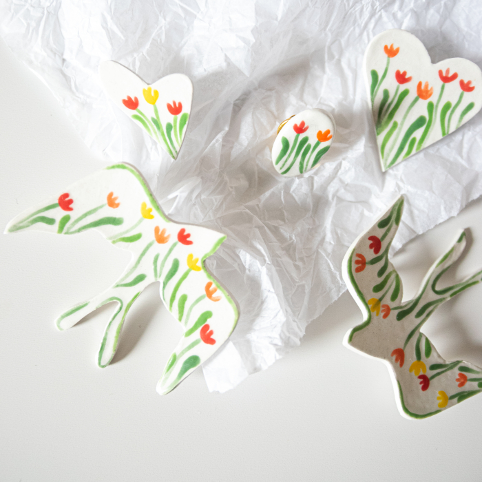 Broșă - Inimă cu flori (mare) [4]