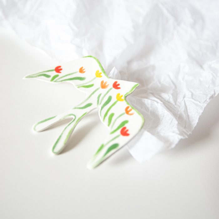 Broșă - Păsăre măiastră cu flori (mare) [2]