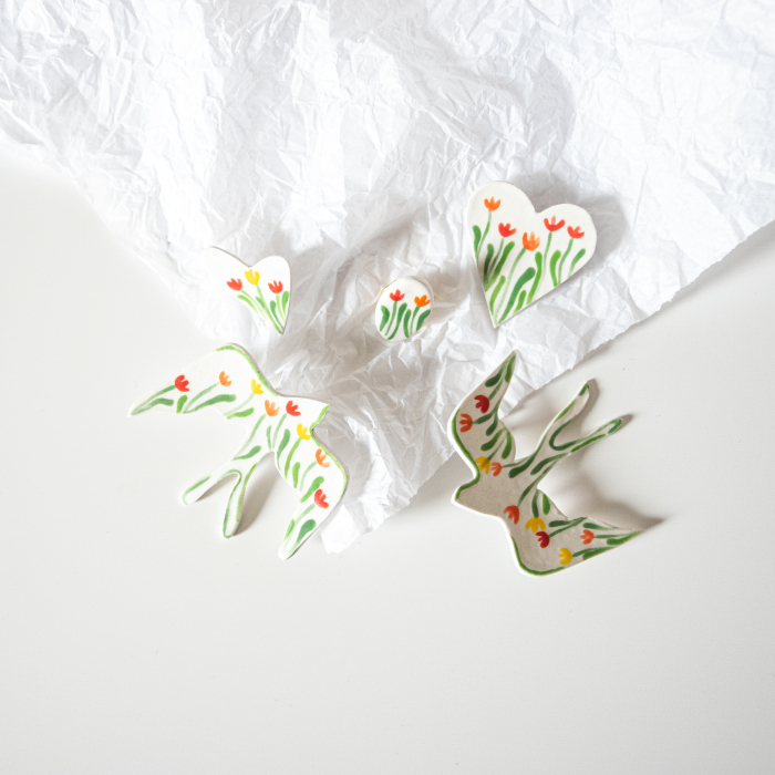 Broșă - Păsăre măiastră cu flori (mare) [4]