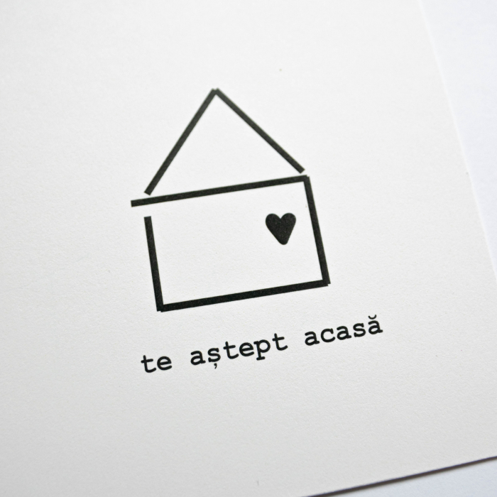 Cartolină - Te aștept acasă (albă) [2]