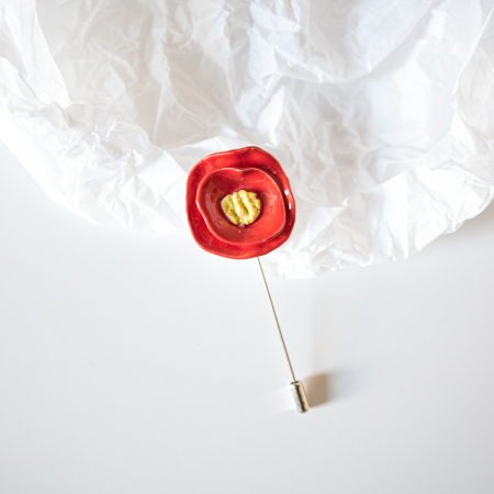 BROȘE - Broșă - Floare Înfloritoare (Roșie)