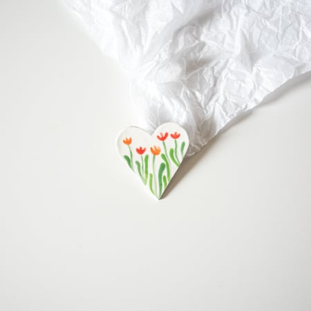 BROȘE - Broșă - Inimă cu flori (mare)