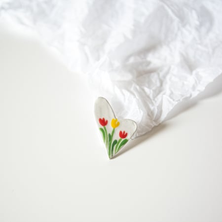 BROȘE - Broșă - Inimă cu flori (mică)