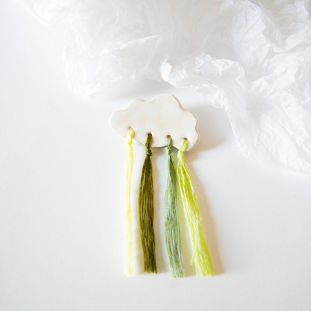 BROȘE - Broșă - Norișor cu ploiță colorată(verde deschis-multicolor)