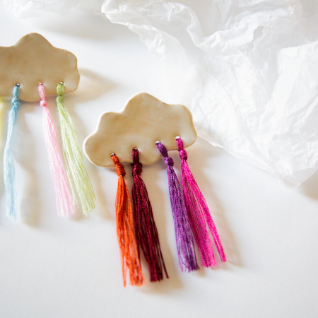 Broșă - Norișor cu ploiță colorată(roz-multicolor) [2]