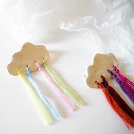 Broșă - Norișor cu ploiță colorată(roz-multicolor) [3]