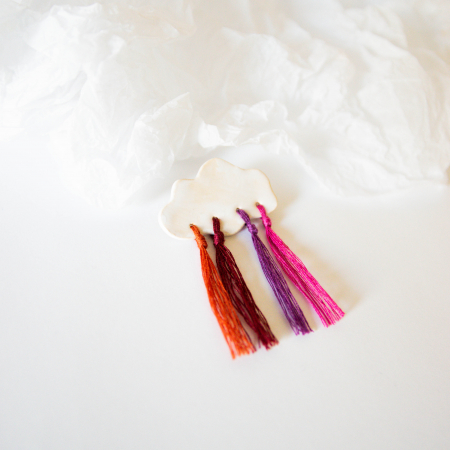 Broșă - Norișor cu ploiță colorată(roz-multicolor) [1]