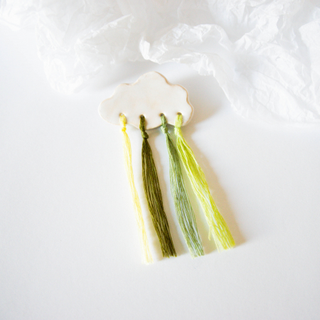 Broșă - Norișor cu ploiță colorată(verde deschis-multicolor) [1]