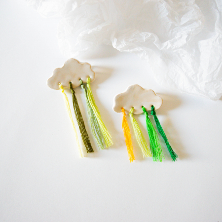 Broșă - Norișor cu ploiță colorată(verde închis-multicolor) [1]