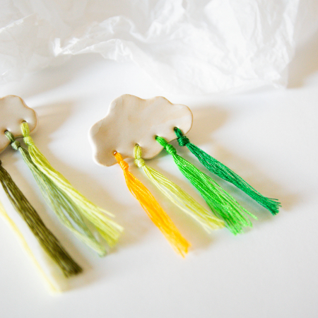 Broșă - Norișor cu ploiță colorată(verde închis-multicolor) [2]