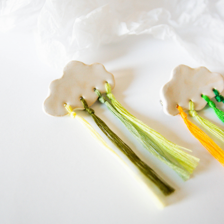 Broșă - Norișor cu ploiță colorată(verde închis-multicolor) [3]