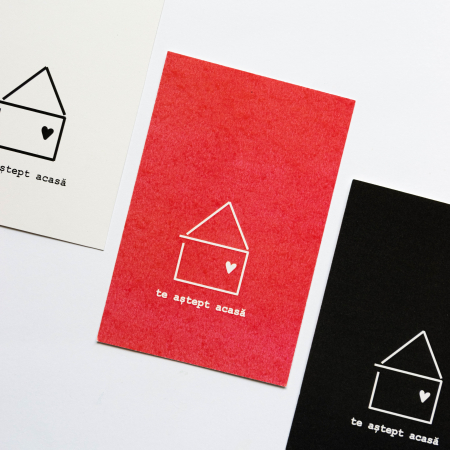 Cartolină - Te aștept acasă (roșie) [2]