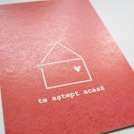 Cartolină - Te aștept acasă (roșie) [1]