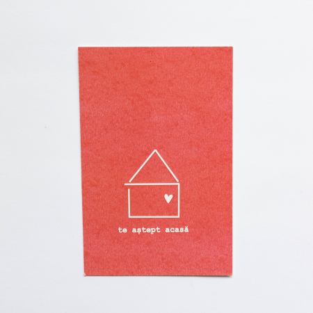 CARTOLINE - Cartolină - Te aștept acasă (roșie)