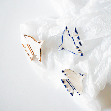 Broșă - Pasăre măiastră-n zbor(cu aripi deschise, maro) [2]