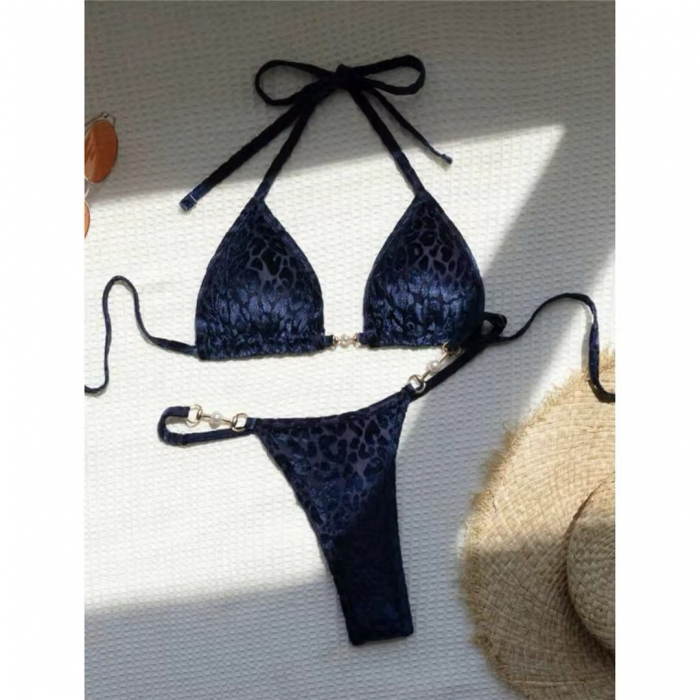 Costum de baie 2 piese blue Leopard Bikini [5]