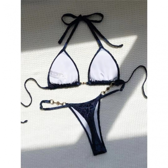 Costum de baie 2 piese blue Leopard Bikini [6]