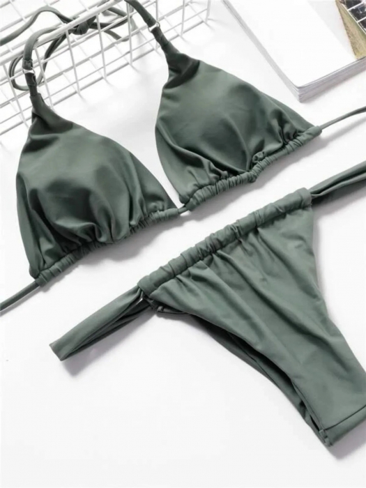 Costum de baie brazilian 2 piese khaki Gracie [3]