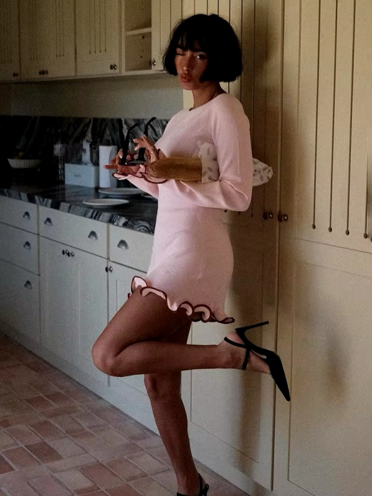 Rochie mini roz tricotata Camille [2]