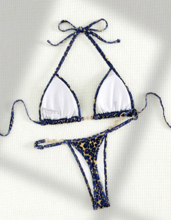 Costum de baie 2 piese albastru nude Leopard Bikini [5]