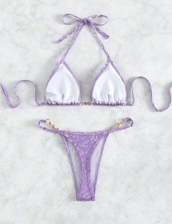 Costum de baie 2 piese mov Leopard Bikini [5]