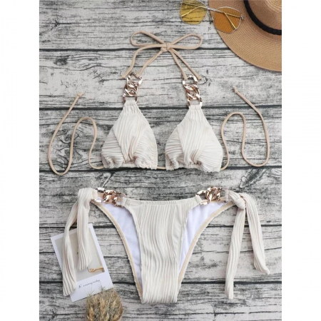 Costum de baie 2 piese ridat bej Jessie [5]