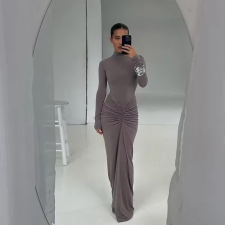 Noutati - Rochie lunga gri Selien