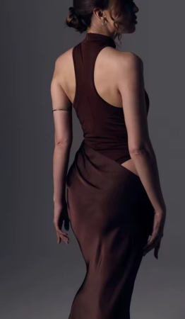 Rochie lunga maro Valery [5]