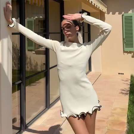 Rochie mini alba tricotata Camille [2]