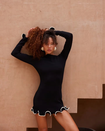 Rochie mini neagra tricotata Camille [5]
