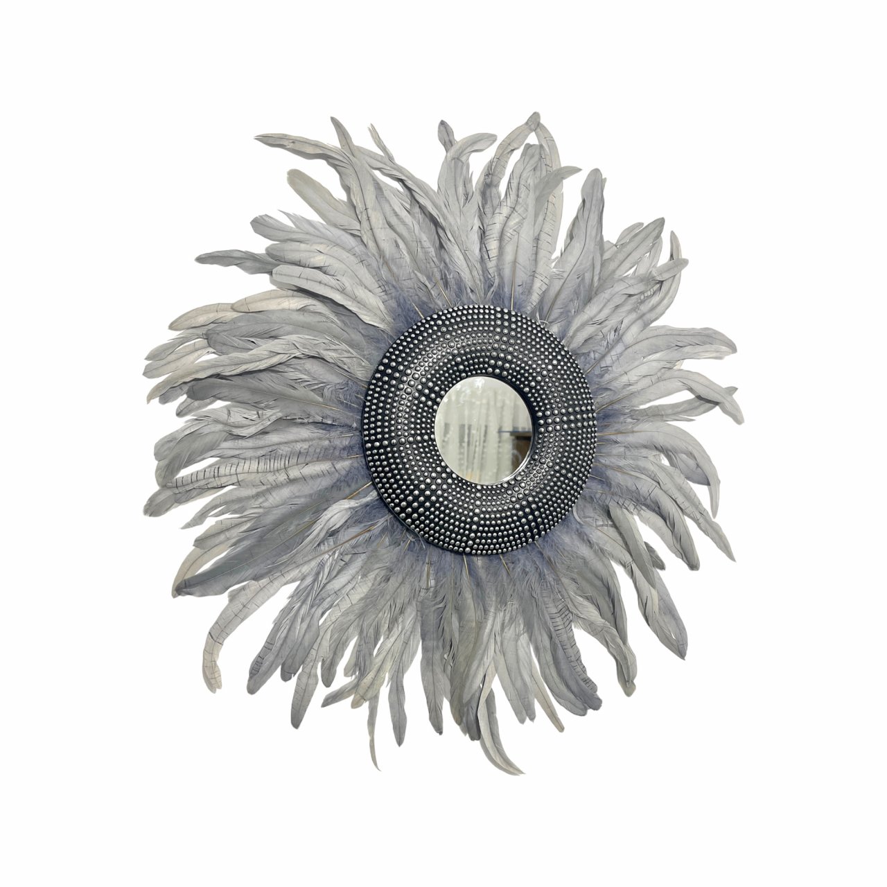 Oglinda decorativa de perete cu pene gri MARRY, 65cm [2]