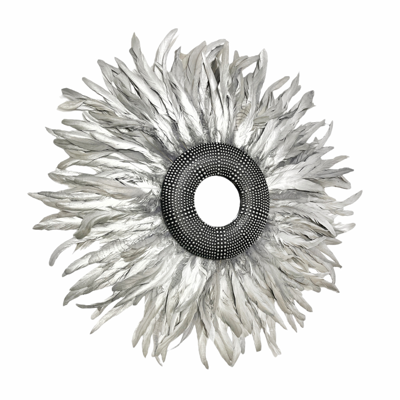 Oglinda decorativa cu pene argintii SILVER, 65-75 CM [2]