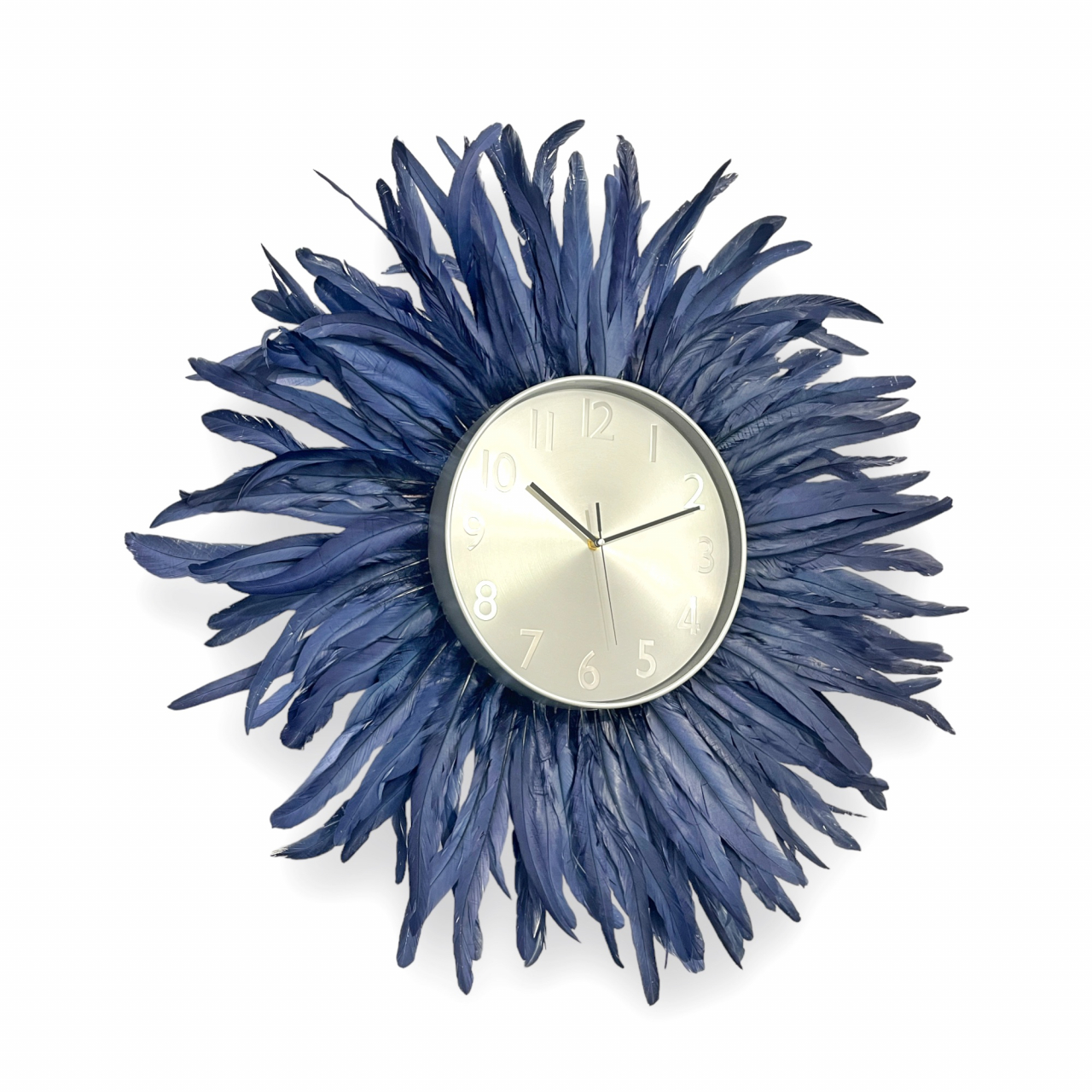 Ceas decorativ de perete cu pene albastre BLUE, 70-75 cm [2]