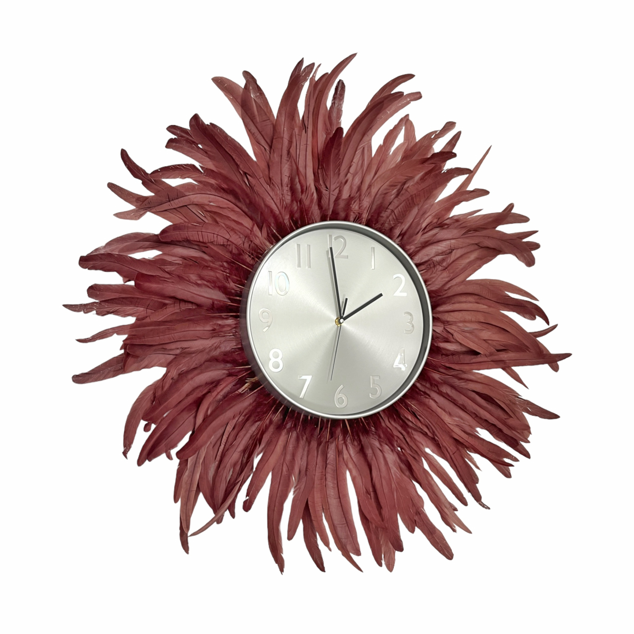 Ceas decorativ de perete cu pene maro BRAINY, 70-75 cm [2]