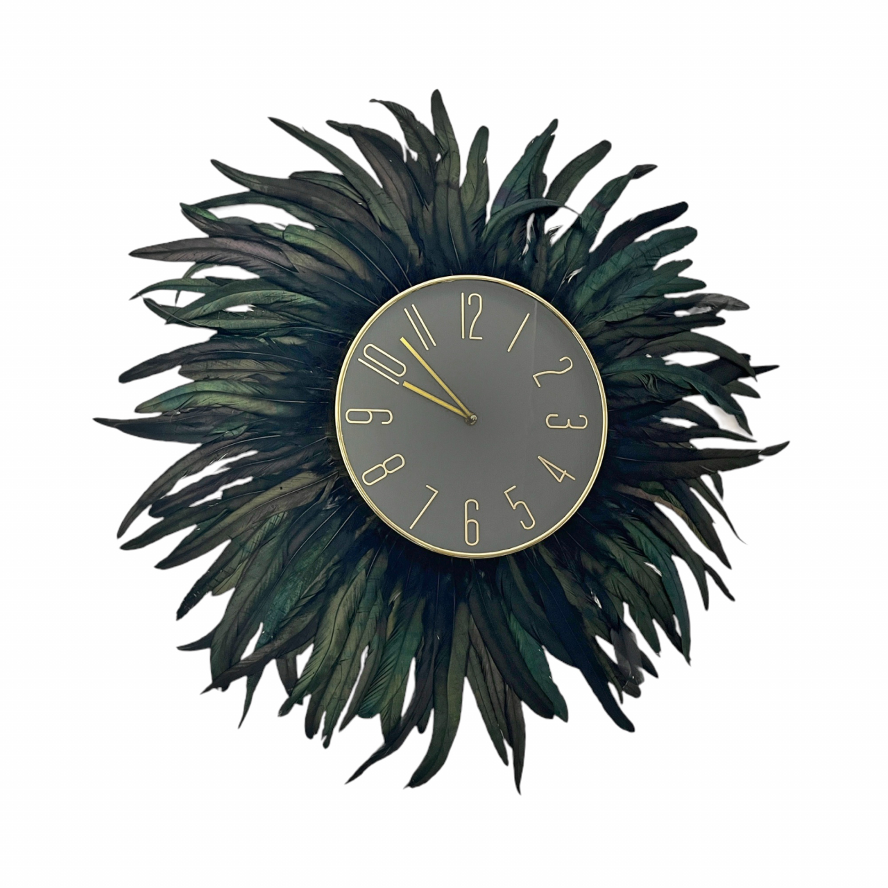 Ceas decorativ de perete cu pene negre BLACKY, 70-75 cm [2]