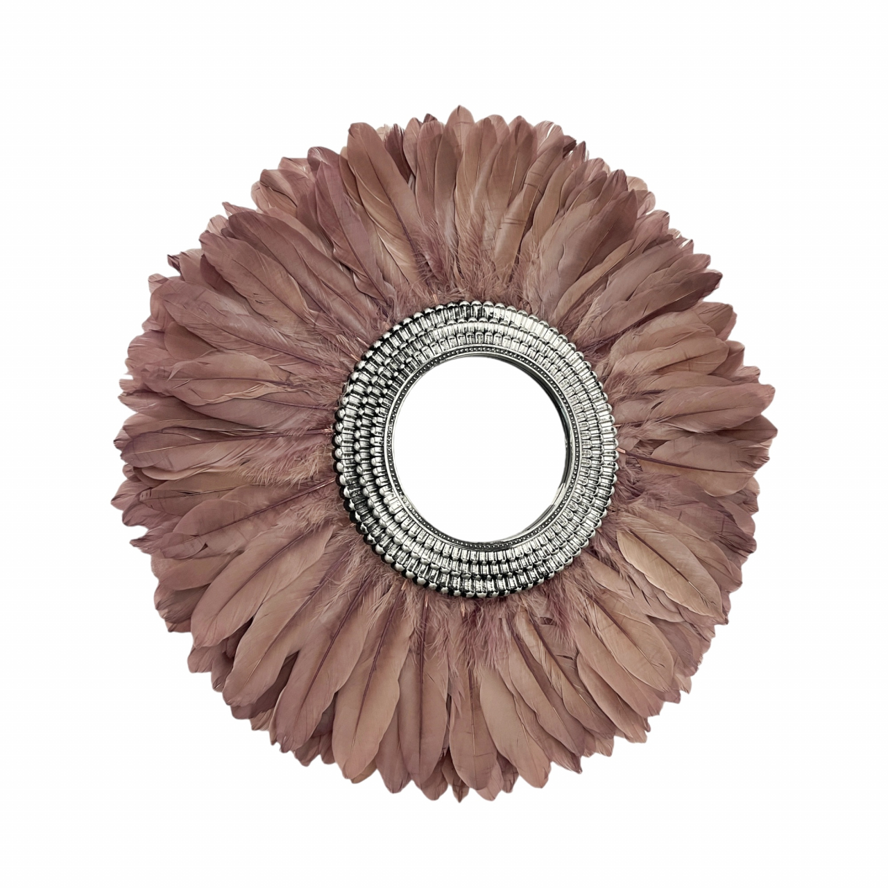 Oglinda decorativa de perete cu pene roz pudra ARETTE PINKY, 55 cm [2]