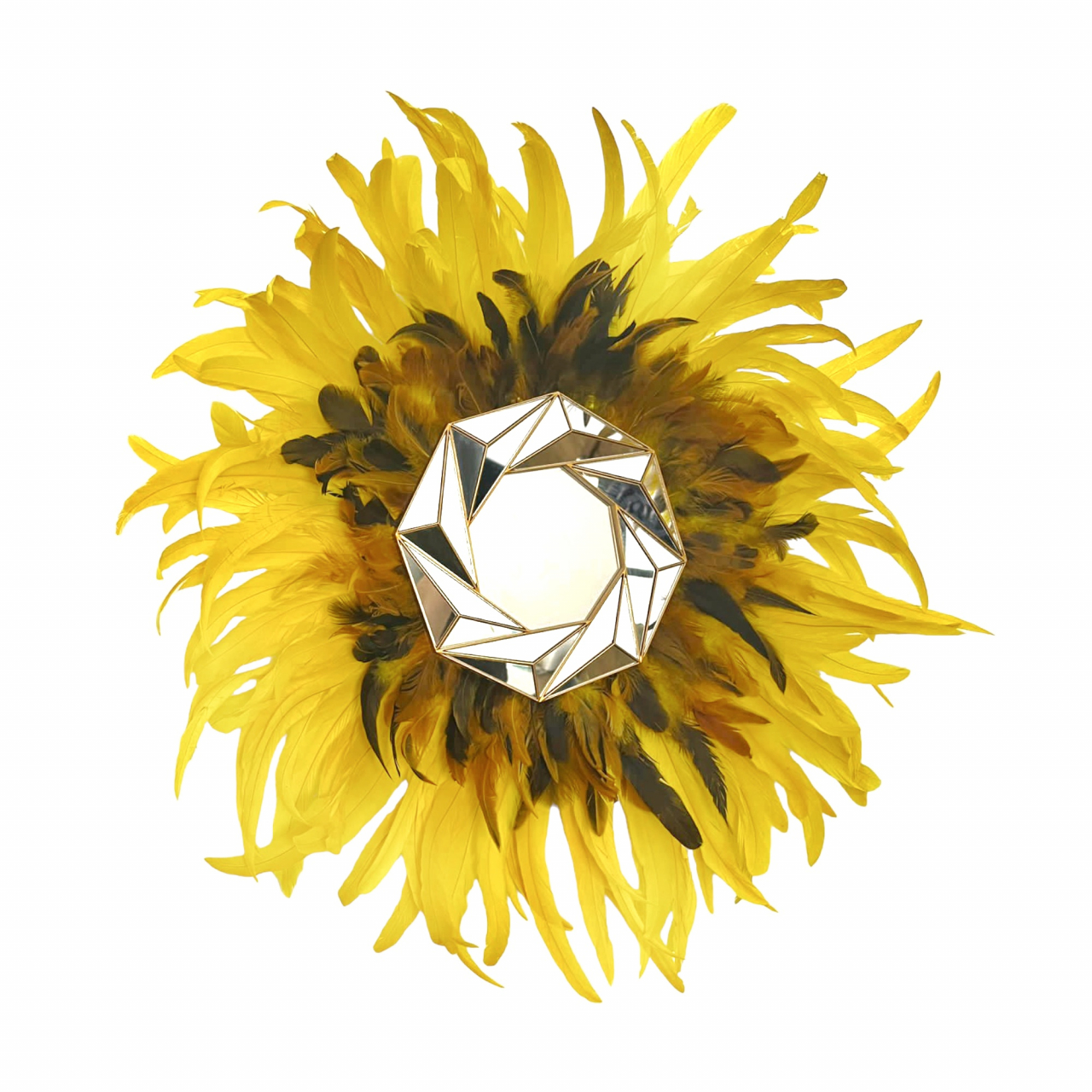 Oglinda decorativa de perete cu pene galbene SUNFLOWER, 65-70 cm [2]