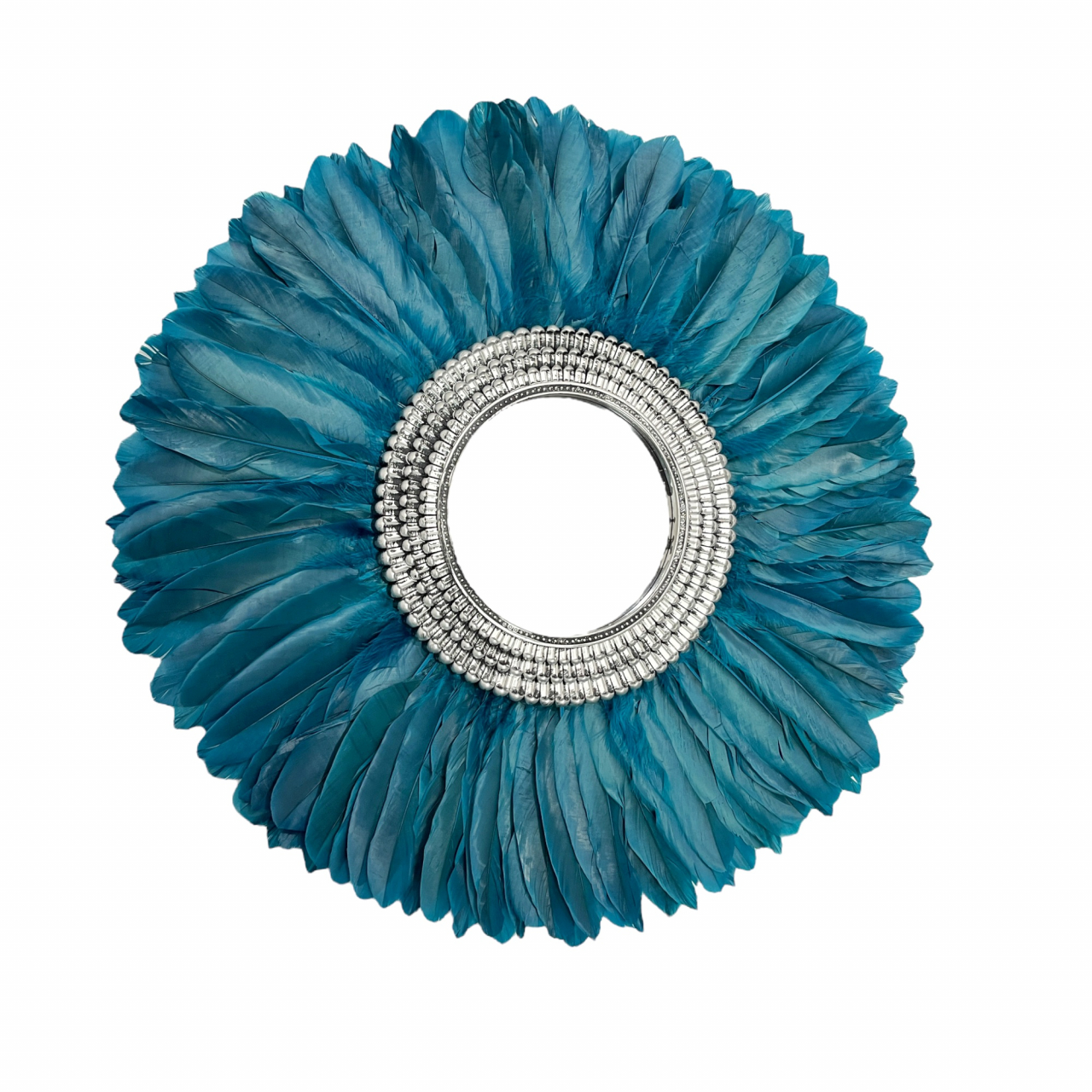 Oglinda decorativa de perete cu pene turcoaz ARETTE NEW, 55-60 cm [2]