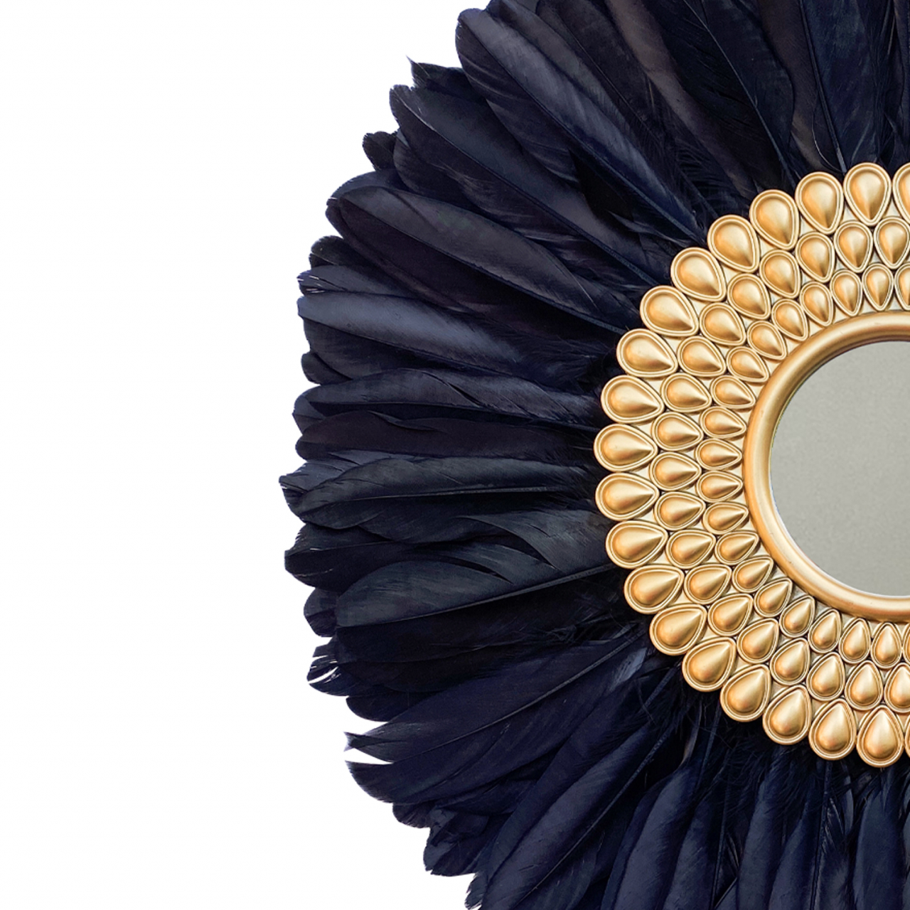 Oglinda decorativa de perete cu pene negre AMANDA, 50-55 cm [2]