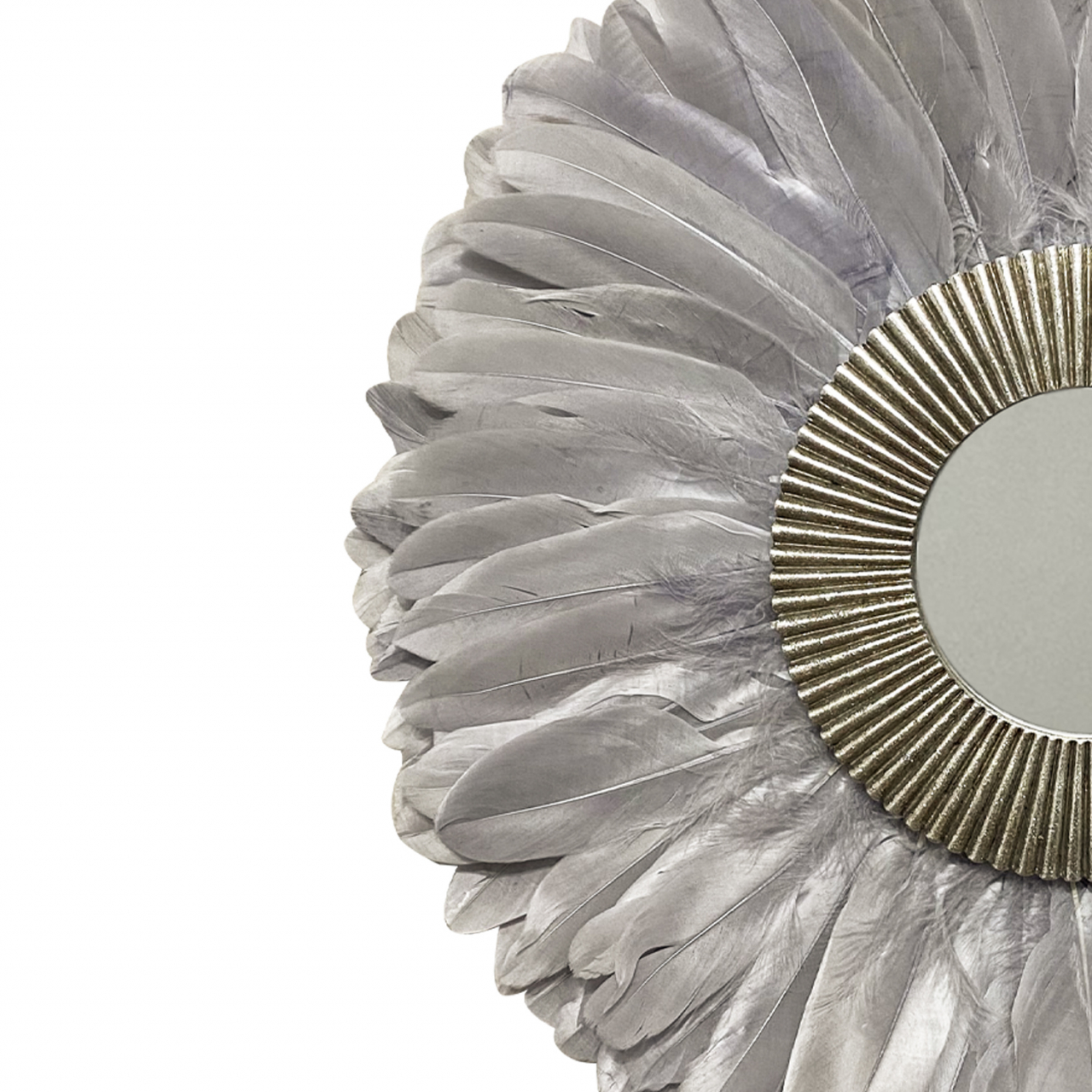 Oglinda decorativa de perete cu pene gri SELENA GREY, 50 cm [2]