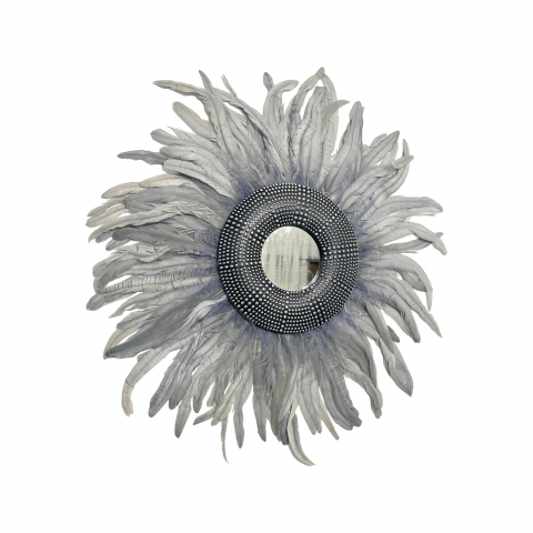 Oglinda decorativa de perete cu pene gri MARRY, 65cm [1]