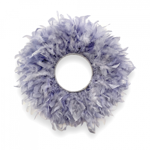 Oglinzi - Oglinda decorativa cu pene gri-albastrui SEA, 50-52 cm